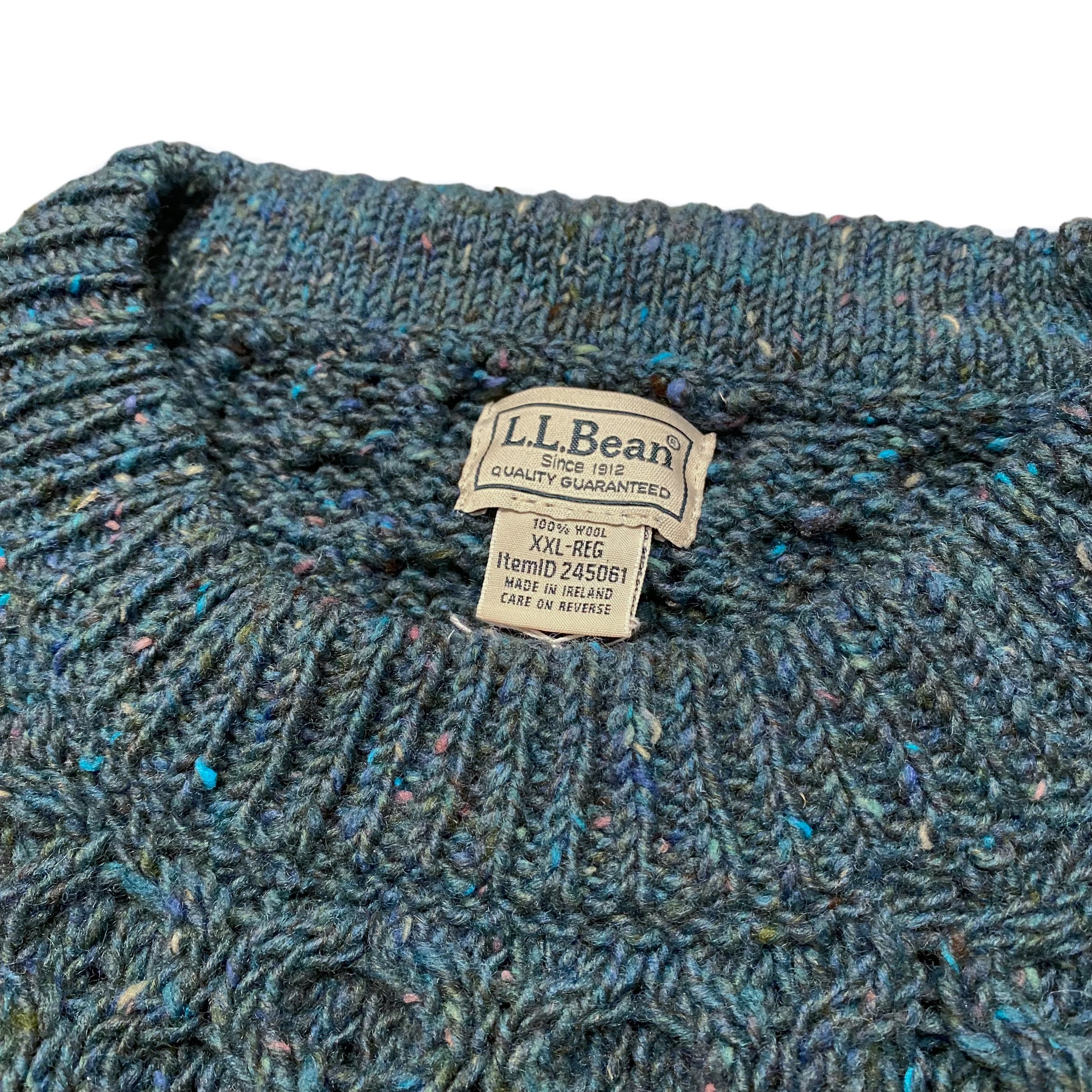 00's アイルランド製 LL Bean Fisherman Wool Knit Sweater XXL / エルエルビーン フィッシャーマンセーター  ウール ニット 古着 ヴィンテージ