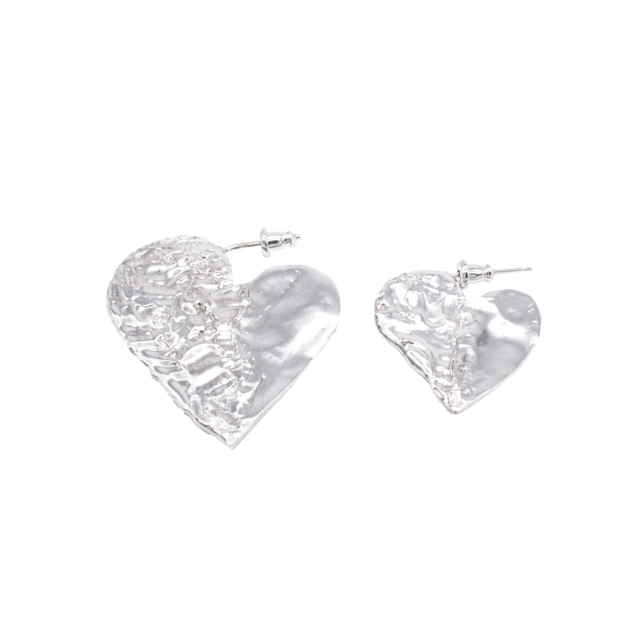 [P006] Silver 925 Asymmetry heart earring
