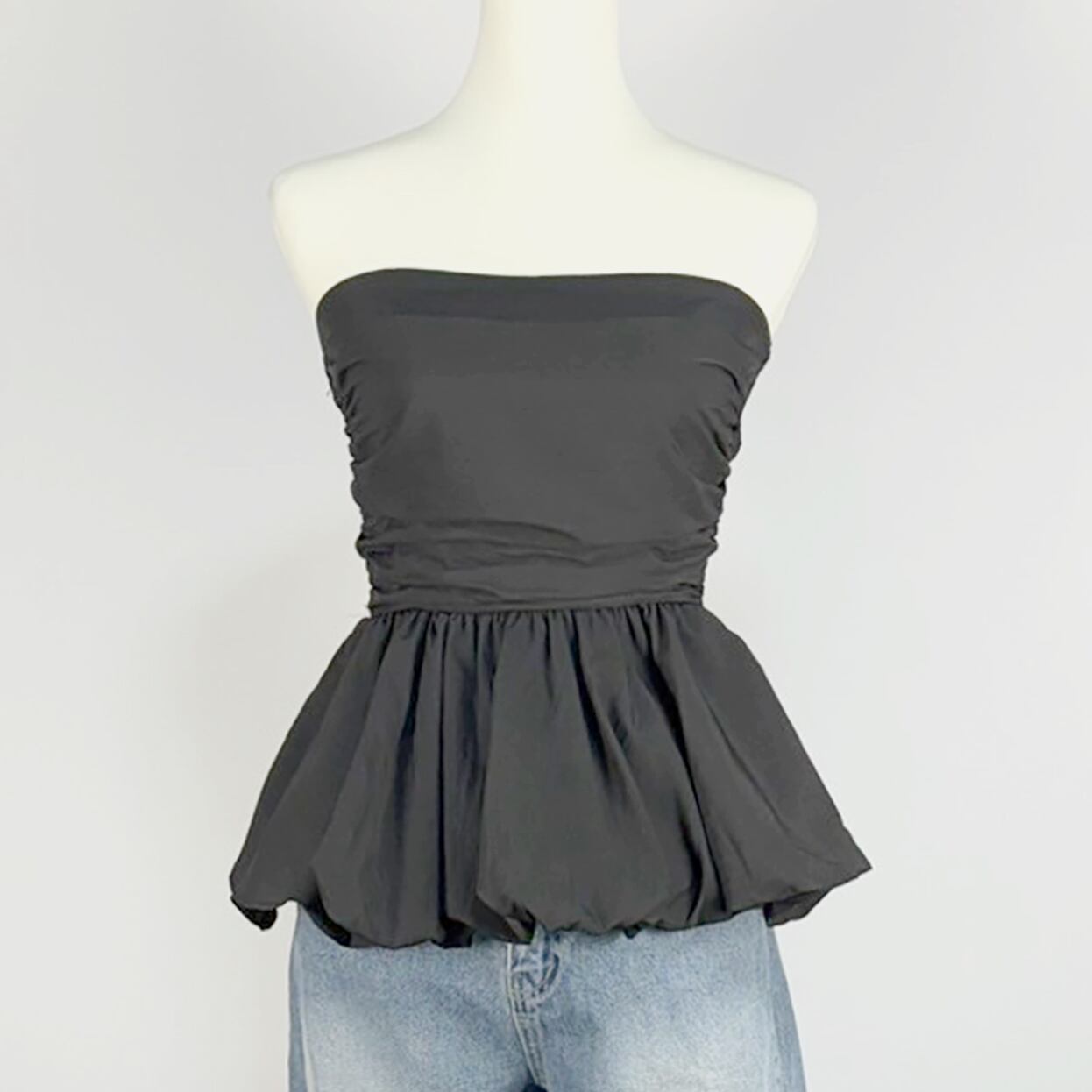 シャーリングトップ／ブラック