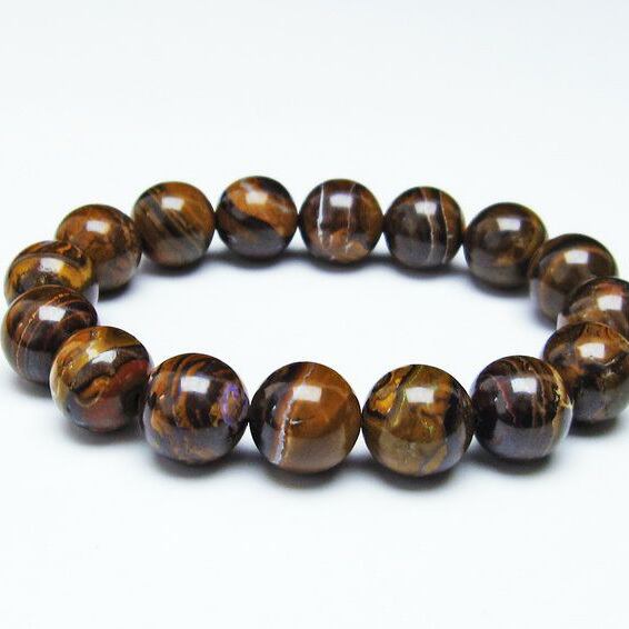 ボルダーオパール ブレスレット 13mm アイアンオパール 一点物 111-29475