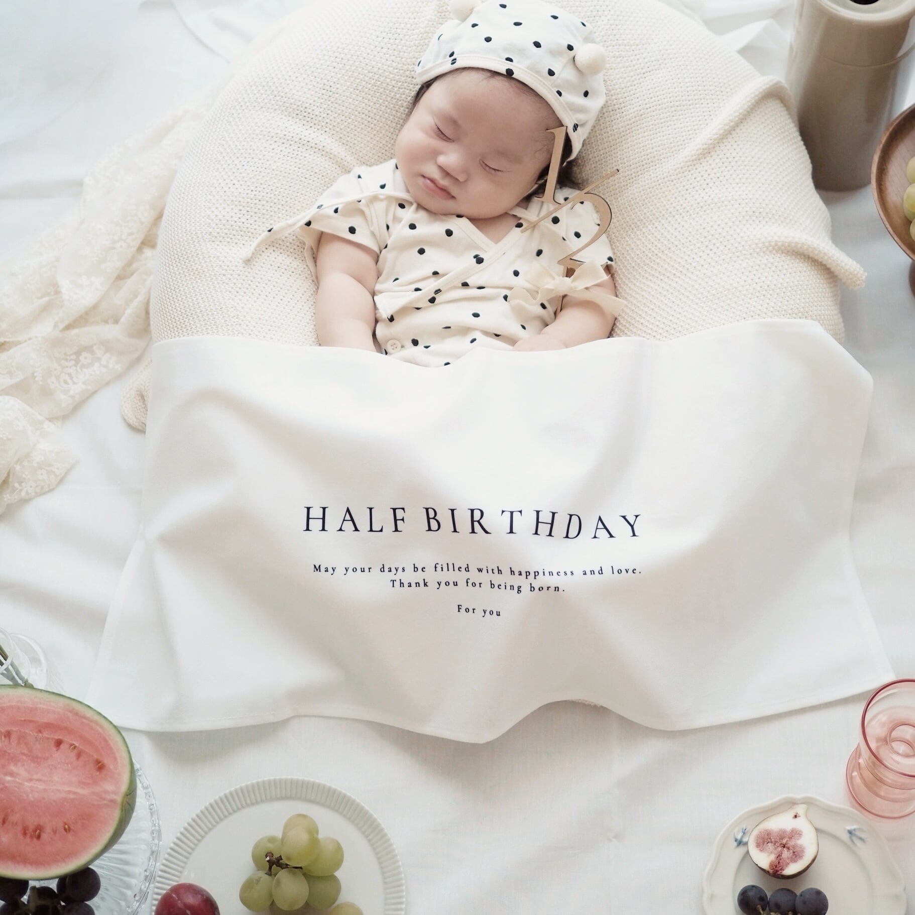 ハーフバースデー 1 2 タペストリー 赤ちゃん 6ヶ月 誕生日 撮影 写真