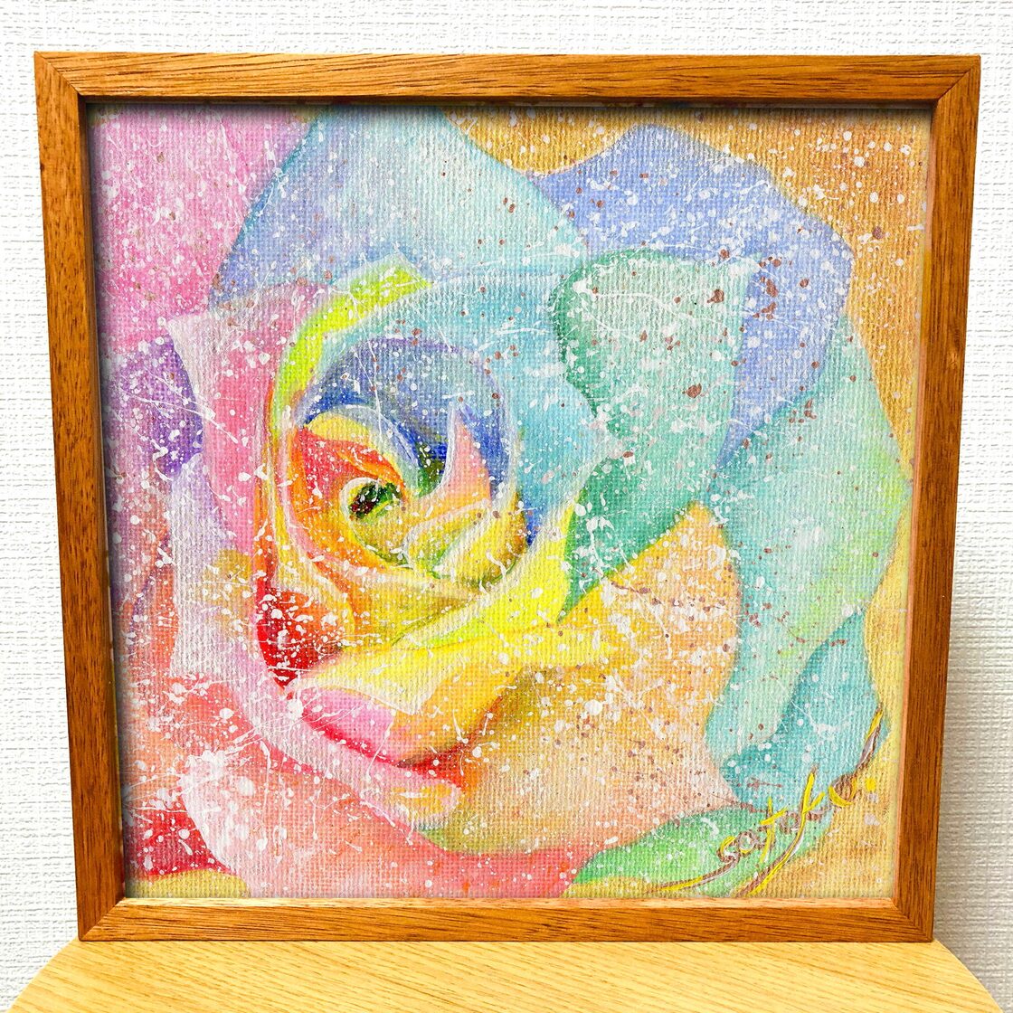 作品 : Rainbow Rose 絵 絵画 薔薇 バラ ばら 花 華 はな ハナ 縁起絵 