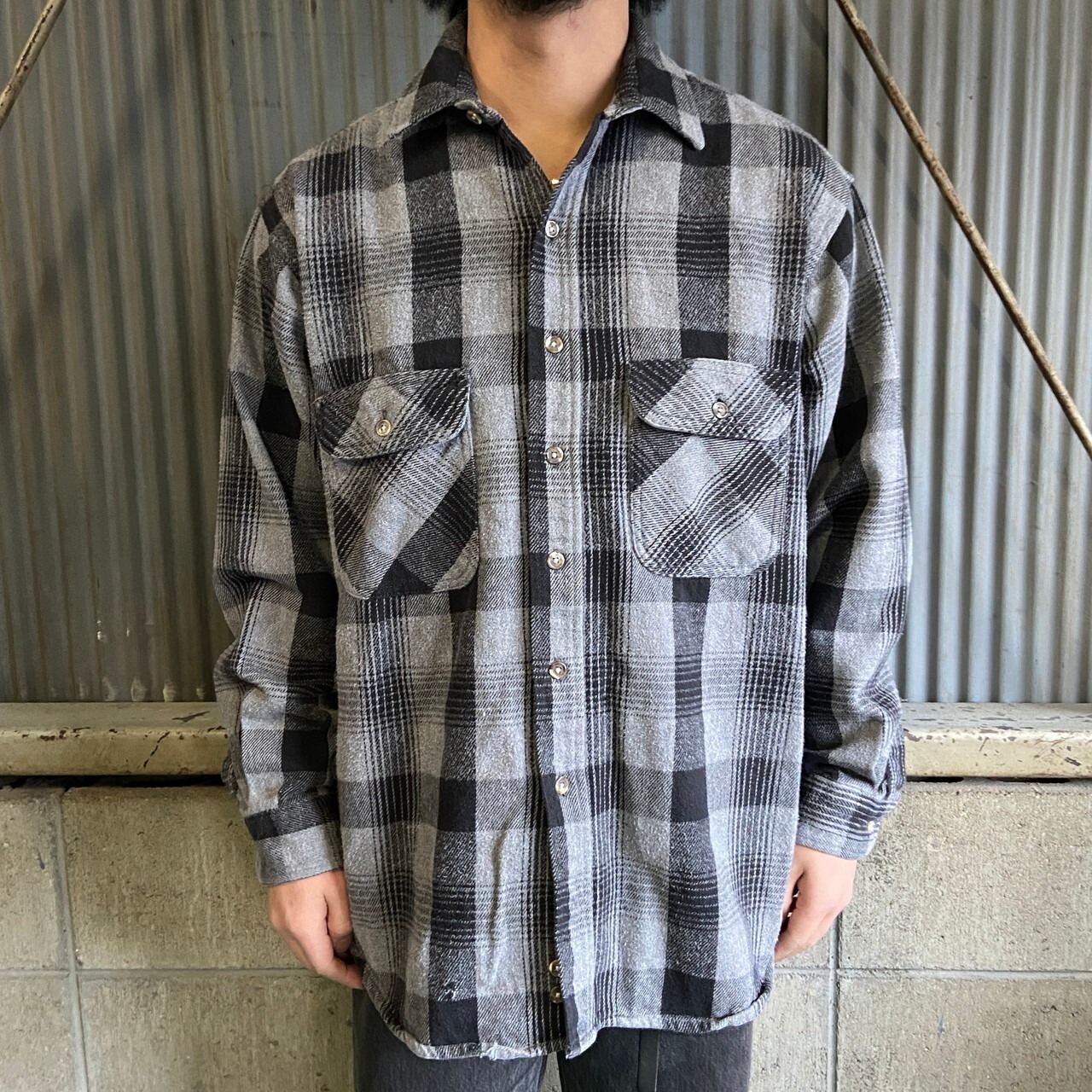 90年代 Five Brother ファイブブラザー チェック柄 長袖 ヘビー 