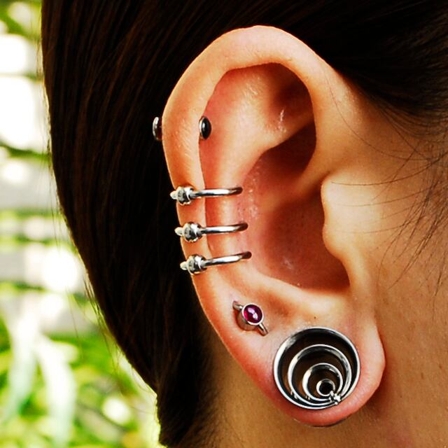 ボディピアス 19mm カラコル ステンレス ダブルフレア トンネルピアス