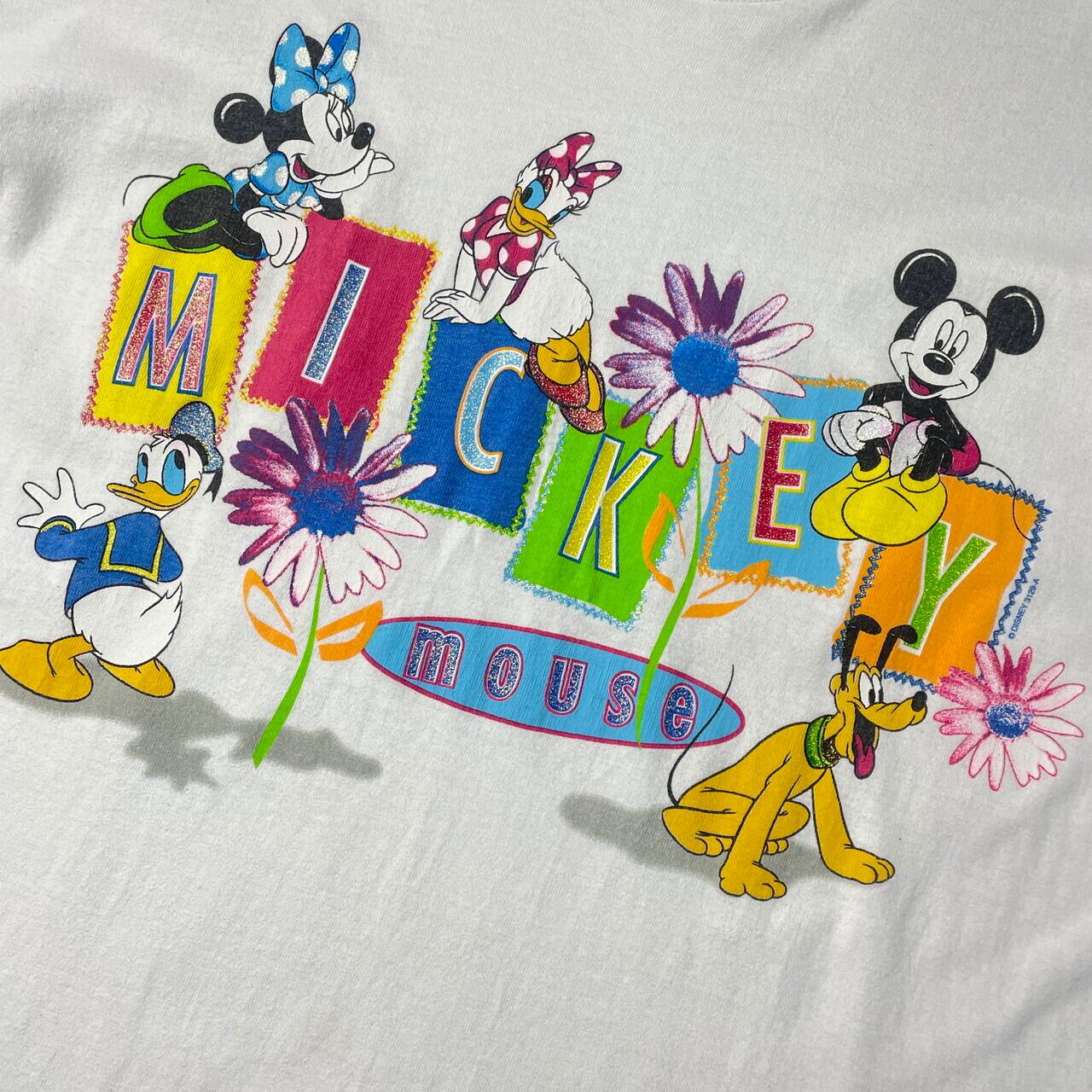 ~90年代 UNKNOWN MICKEY MOUSE & MINNIE MOUSE ミッキーマウス & ミニーマウス キャラクタープリントTシャツ メンズS ヴィンテージ /eaa338349