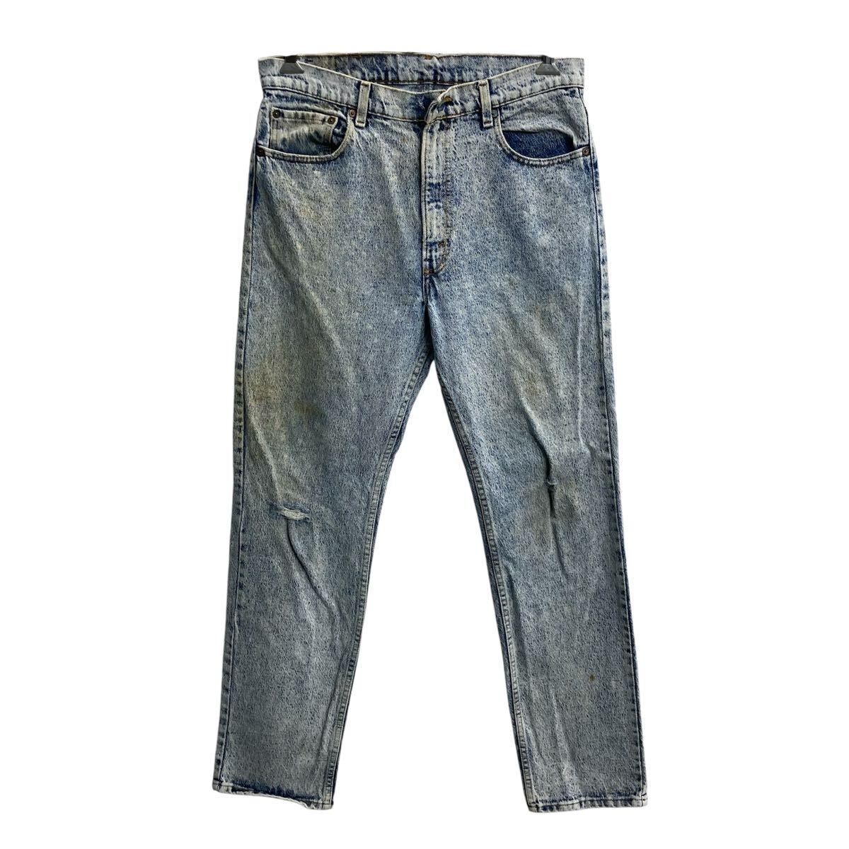 メンズ リーバイス569 Levis W34 ブルーデニム 青 古着 ヒゲ 20465