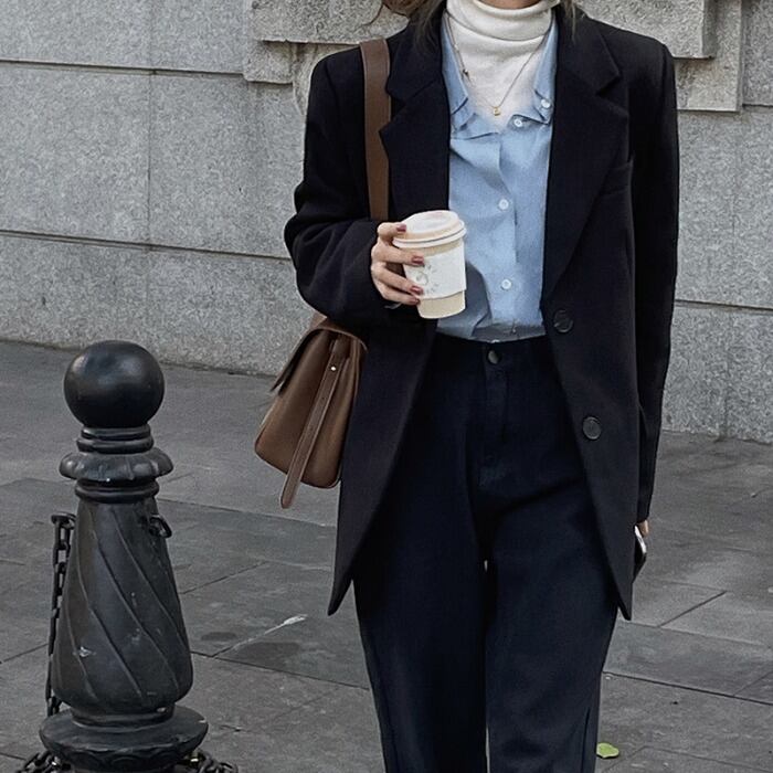 ブラックジャケット スプリングカジュアルルーズスタイルレッドトップス ストリート 春物 モンロー85583944454