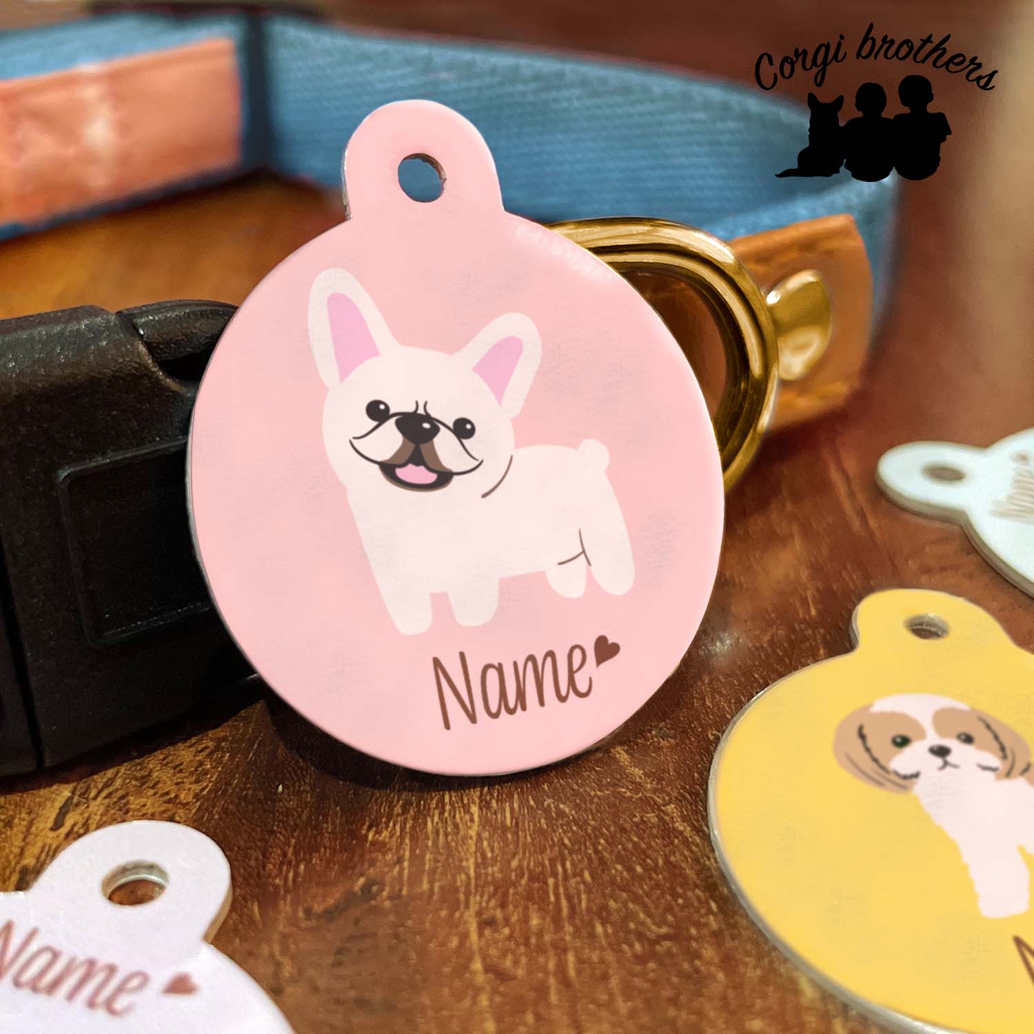 na♡様ご確認用♡ 犬用名札 フレブル フレンチブルドッグ 毛色6色 】 パステル色 名入り 迷子札