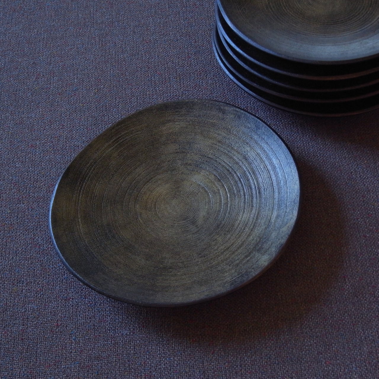 乾漆錫箔置き四方台皿(2点) 未使用 新品同様 クルミ 中皿／鉄媒染 錫粉 摺漆 | とらまめ