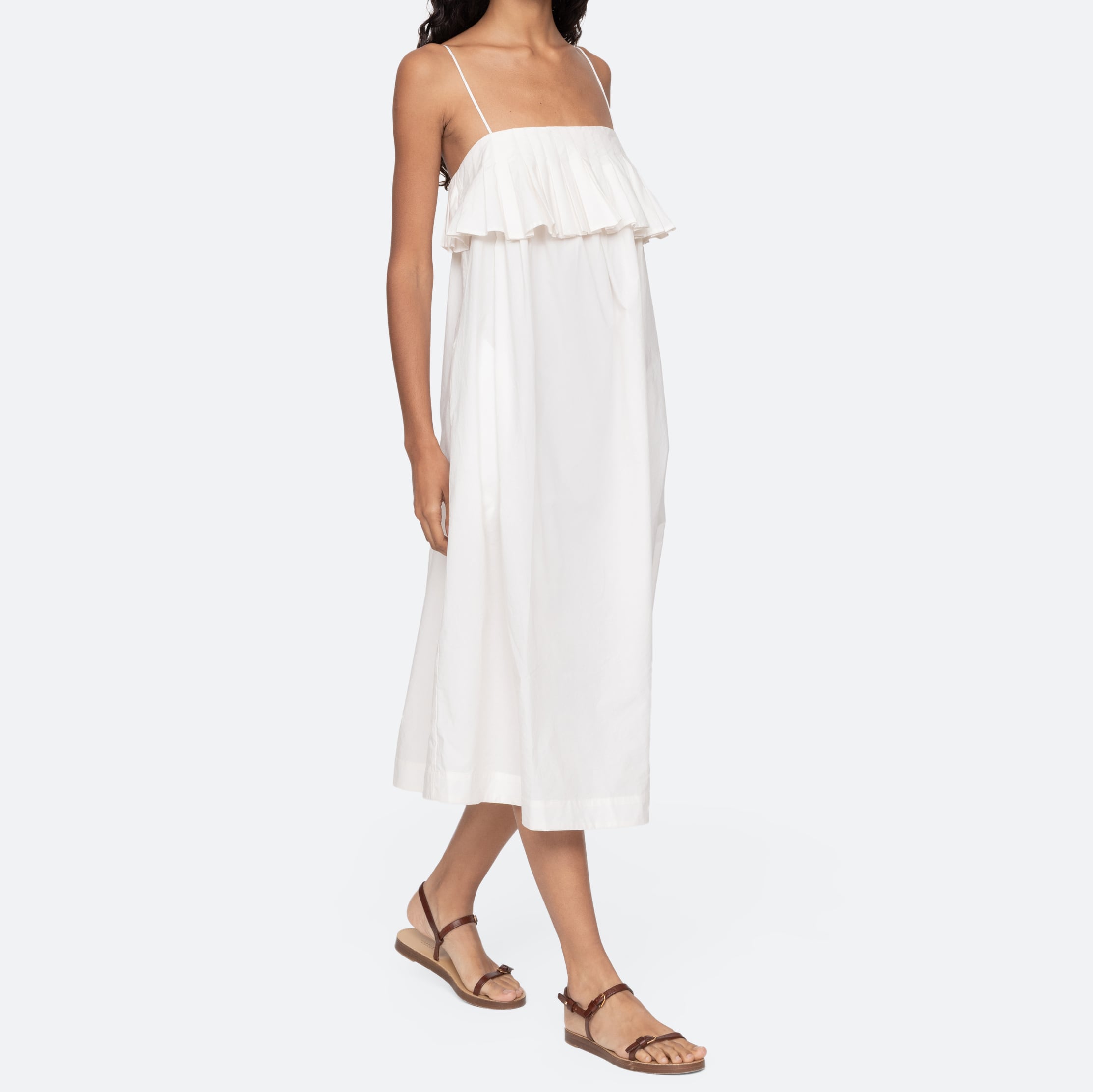 SEA NY LOIS TWILL TANK DRESS CREAM