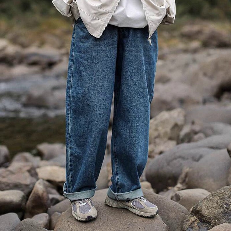 Workwear straight denim pants -2col- A0147