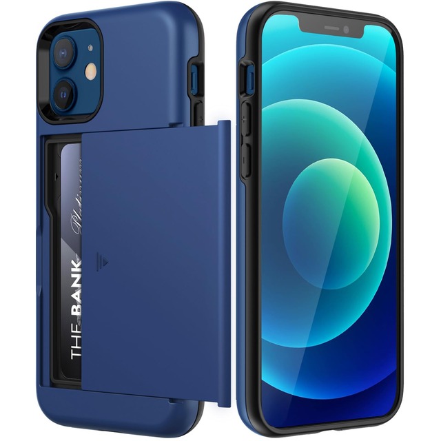 JETech iPhone 12/12 Pro用 ウォレットケース (ブルー)