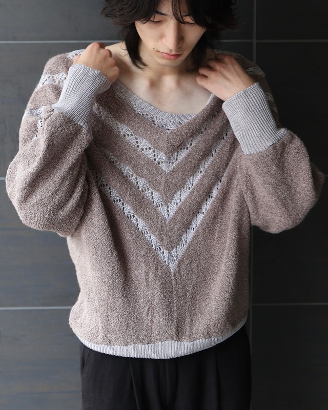 v-neck design rib knit