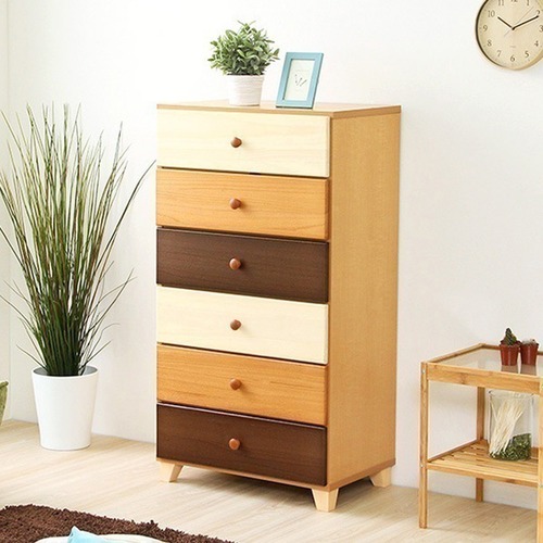 美しい木目の天然木ハイチェスト 6段 幅60cm Loarシリーズ 日本製完成