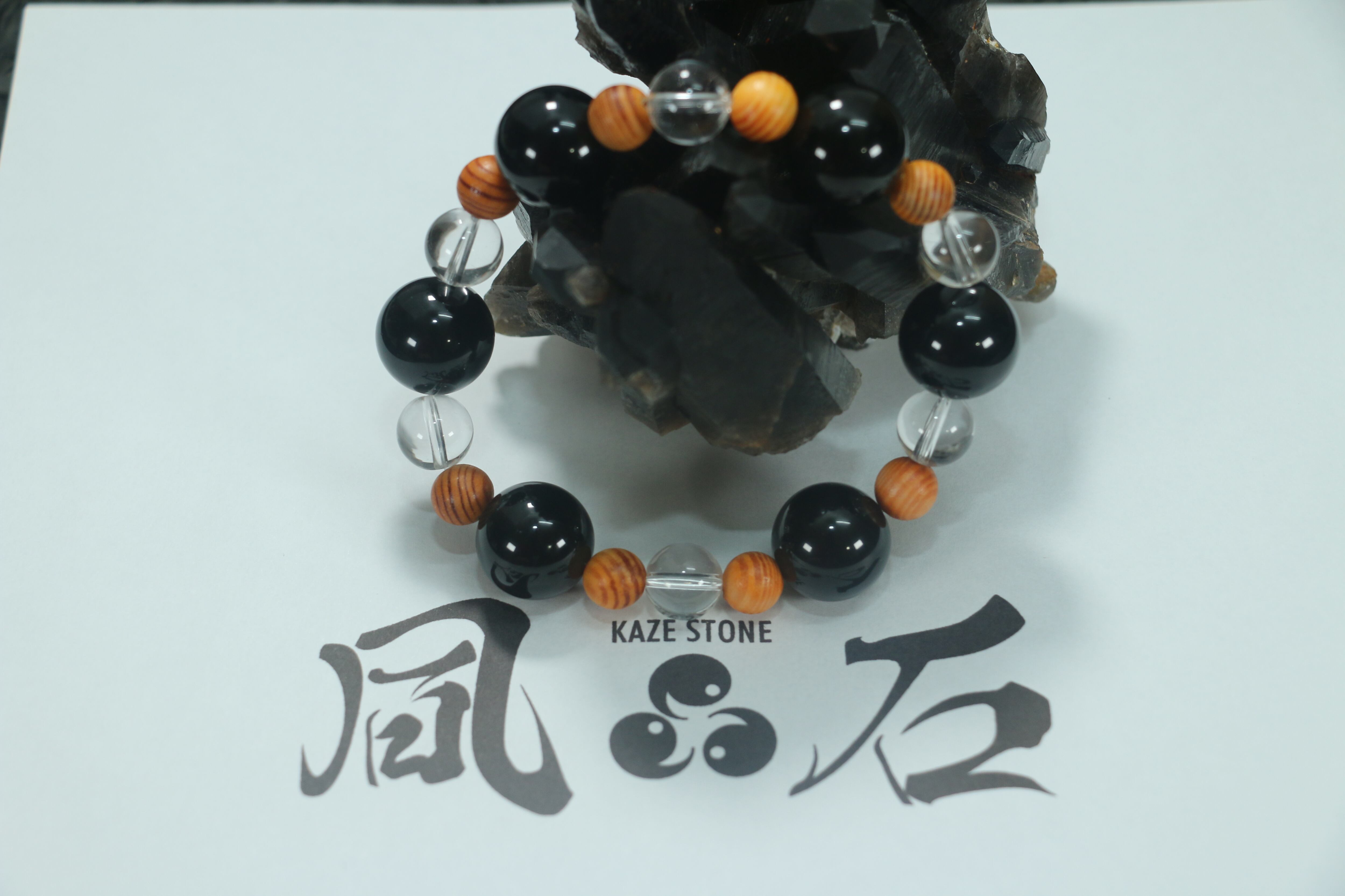 邪気祓い】16mm 八卦 八方除けモリオン大玉 水晶 KAZE STONEデザイン