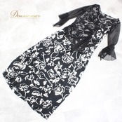 社交ダンス 衣装 スタンダード ドレス ワンピース レッスンウェア パーティドレス ICHIOKU イチオク 白 ブラック系 ホワイト系 レース 黒 フラワー柄 シック デザイン エレガント 上品 パーティー おしゃれ 伸縮性 通販 レディース コスチューム 結婚式 ダンスウェア 発表会 体型カバー おすすめ 清楚感