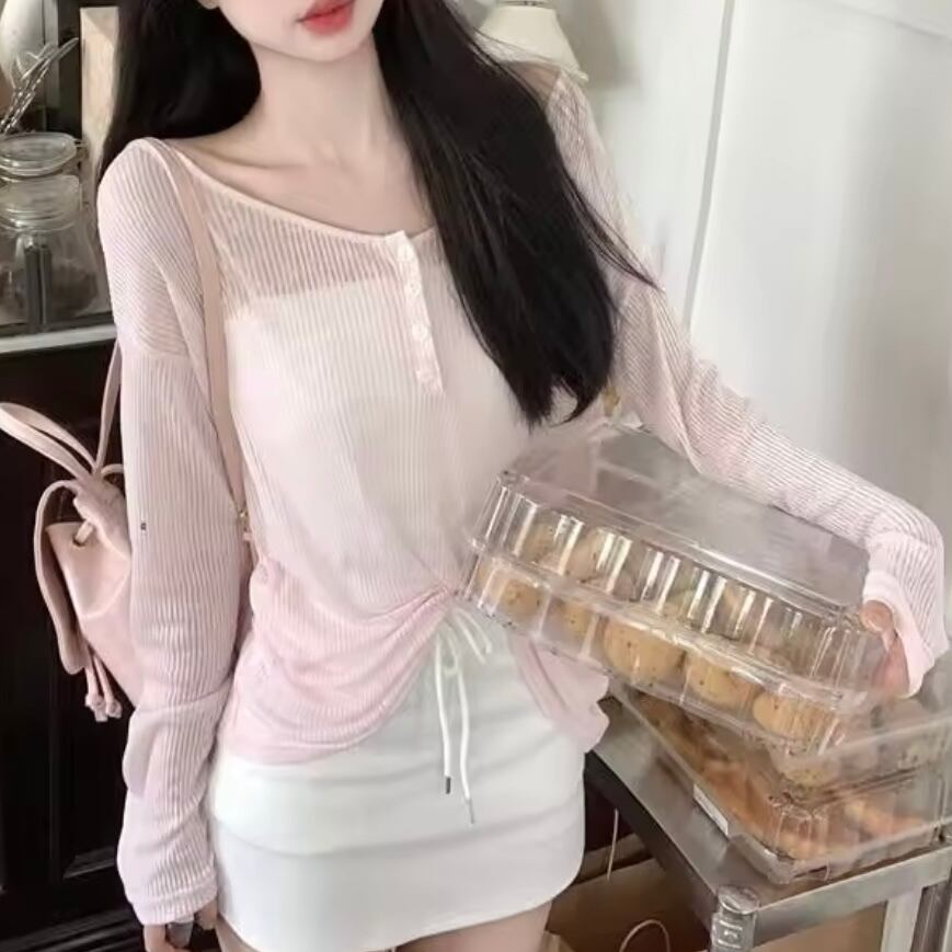 sheer round neck long t-shirt