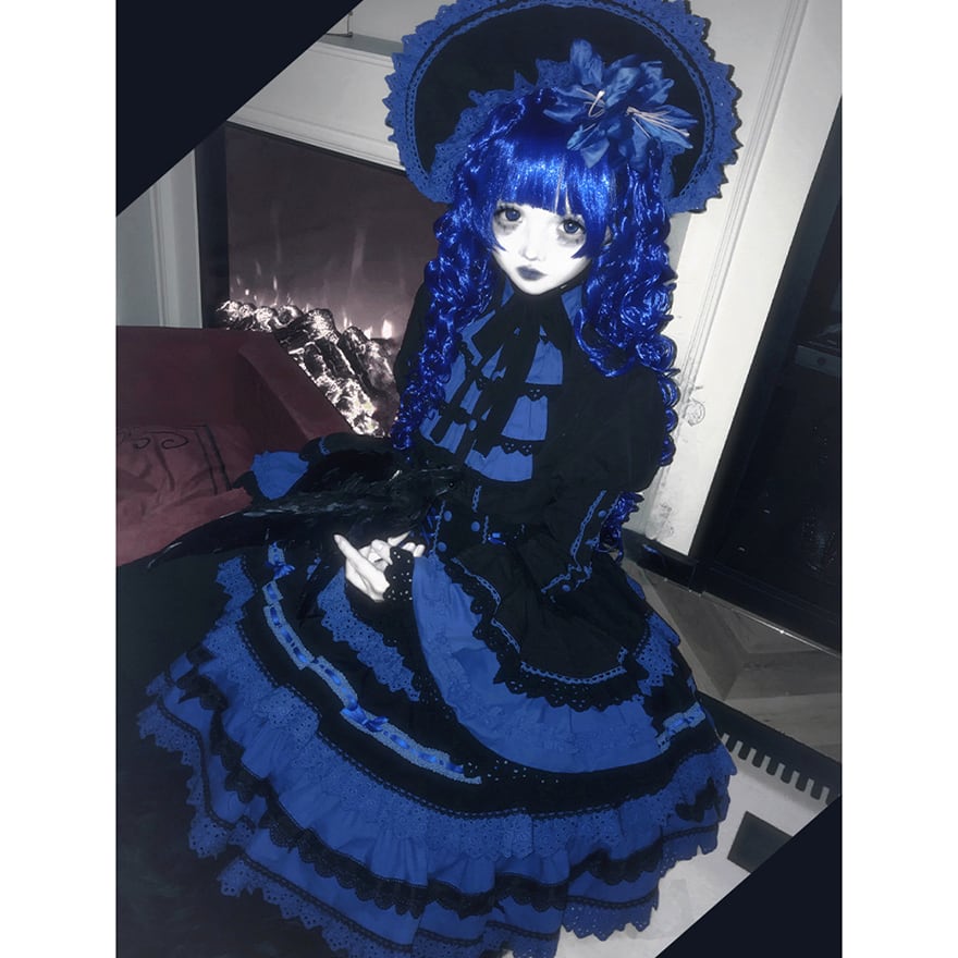 ゴスロリ 3点セット 姫袖シャツ×ベスト×ケーキスカート コルセット風