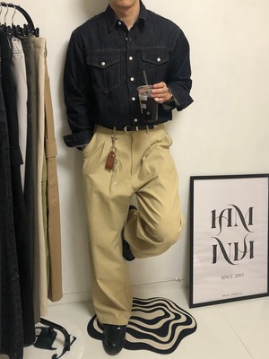 Double Twist Tuck Premium Cotton Pants（3color）