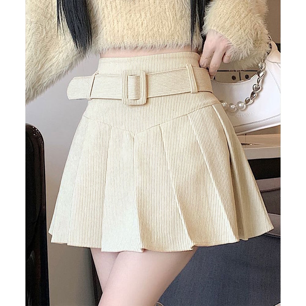 コーデュロイ ミニスカート レディース 秋冬 プリーツ 大人 かわいい
