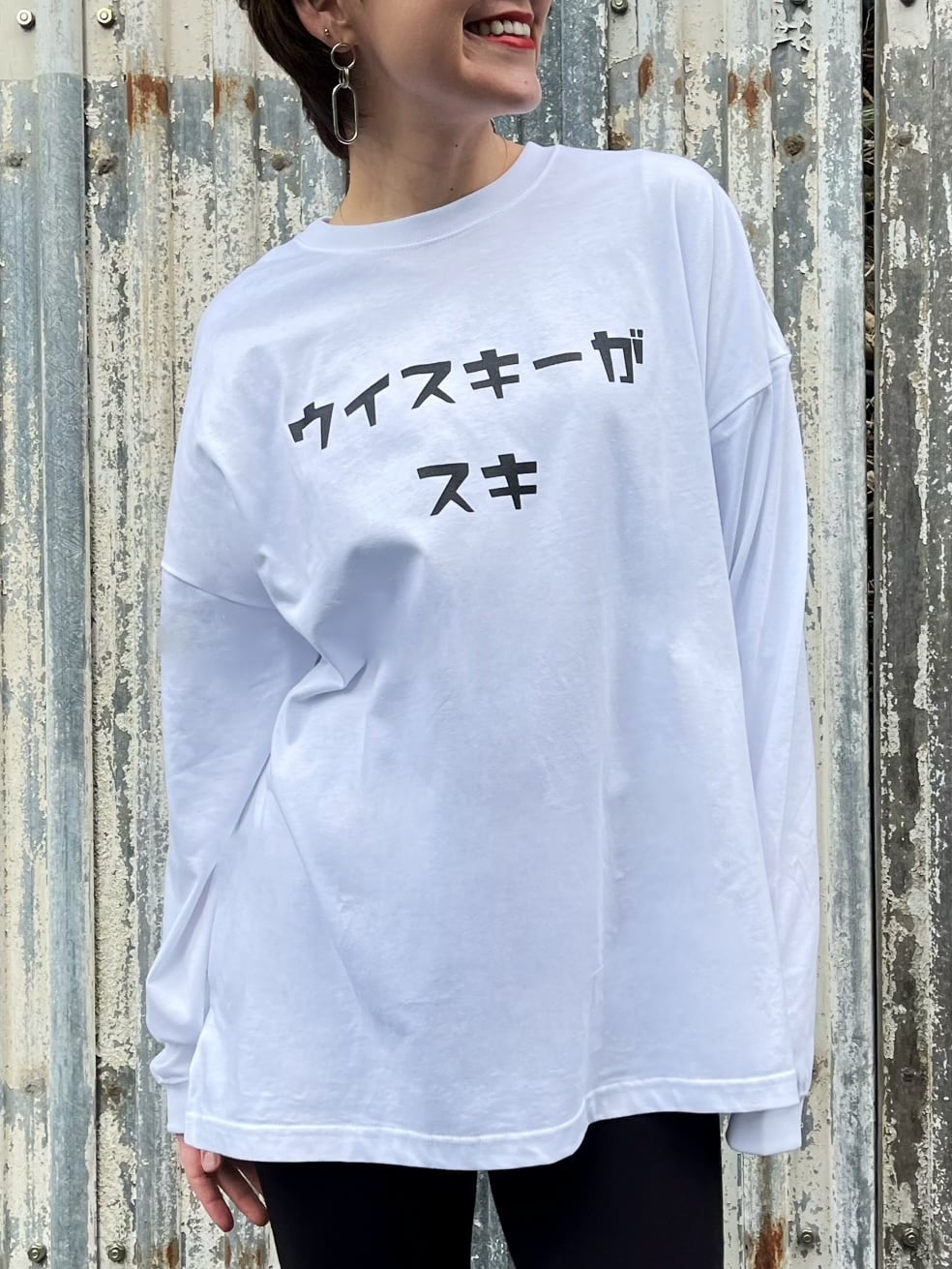 Katakana Long T-shirt【White】 | Bear Dram