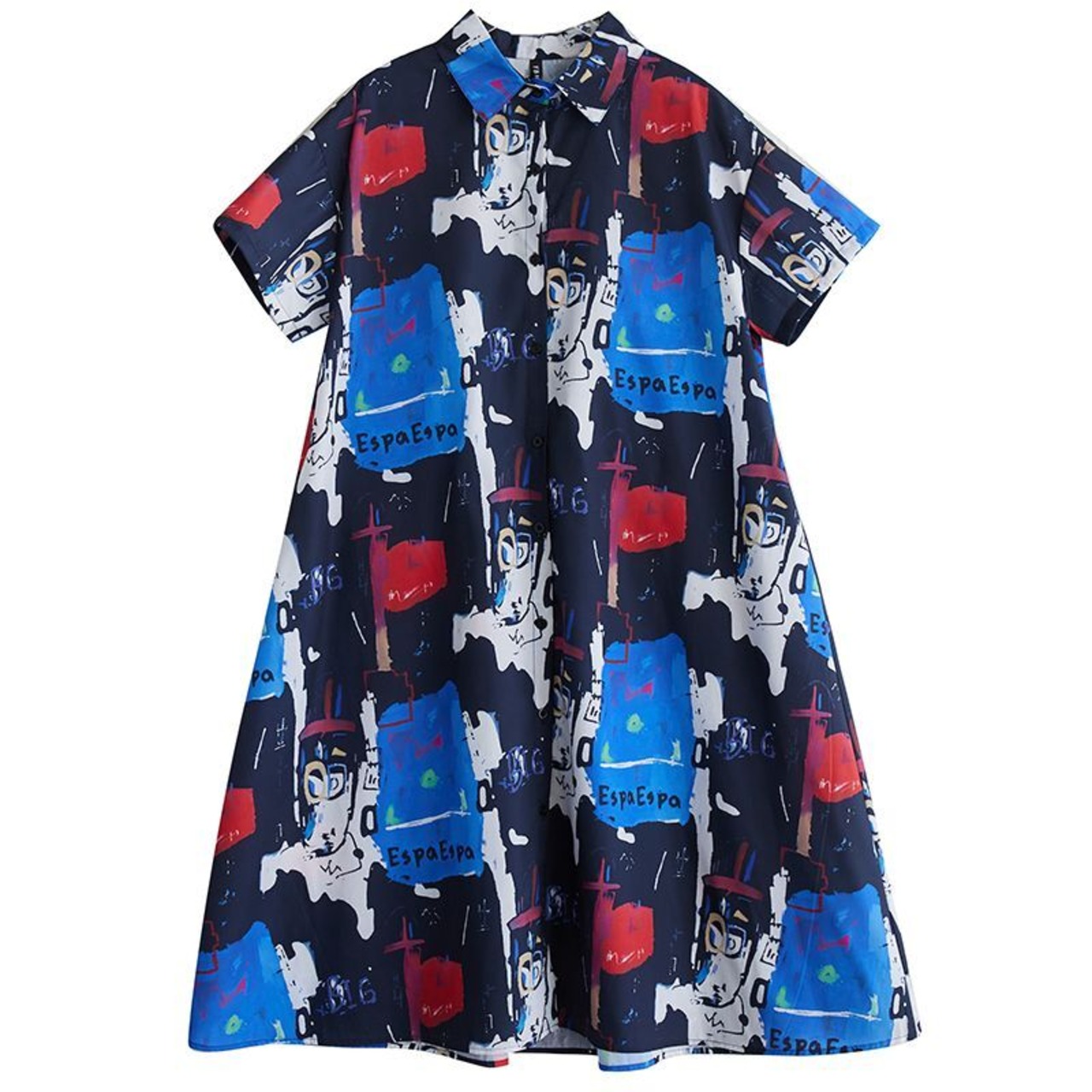 モダンアート風 シャツワンピース  30091