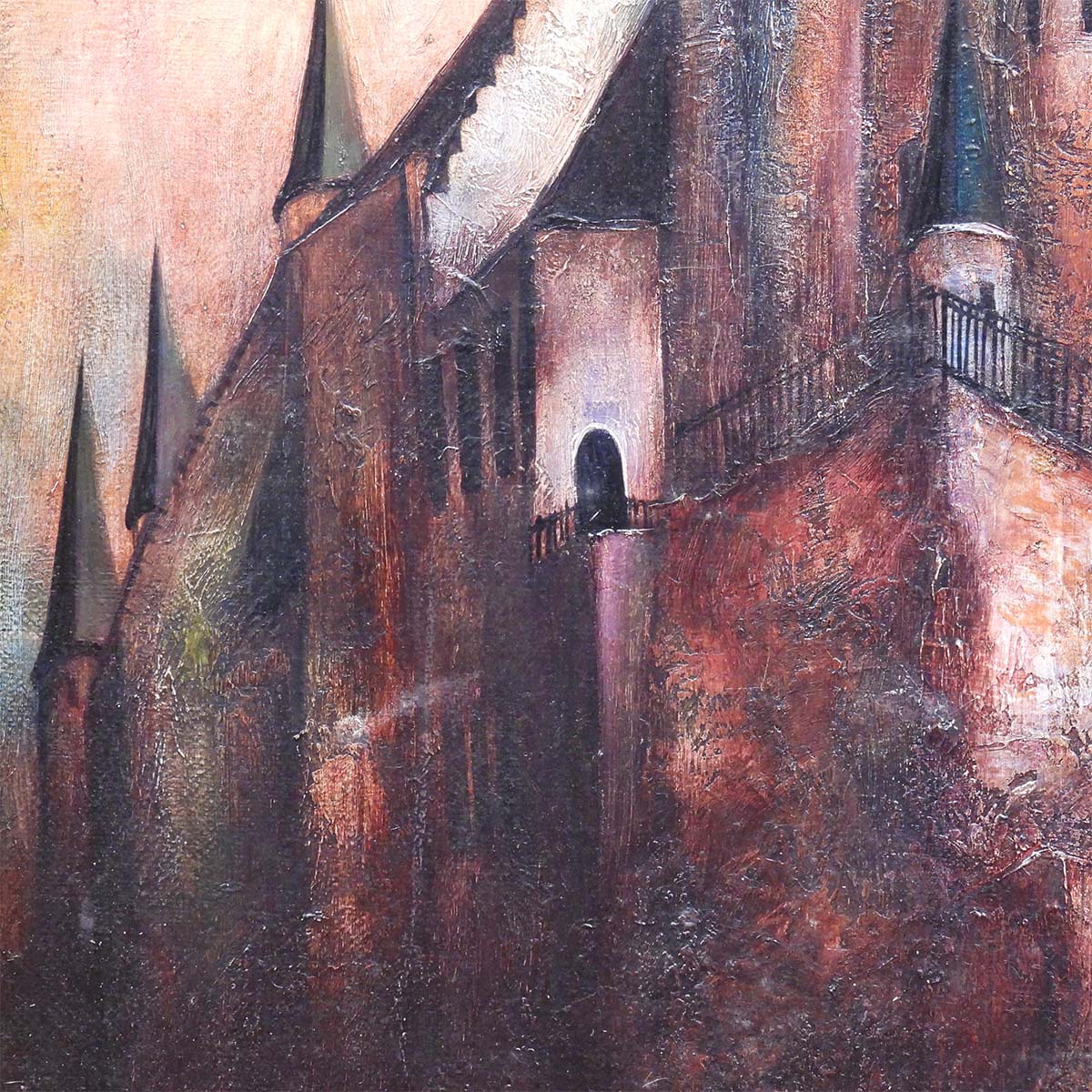 ヨーロッパ 風景 古城 油彩 絵画