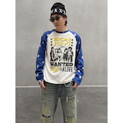VINTAGE ストリート スタースリーブ ワッフルロングTシャツ T2237