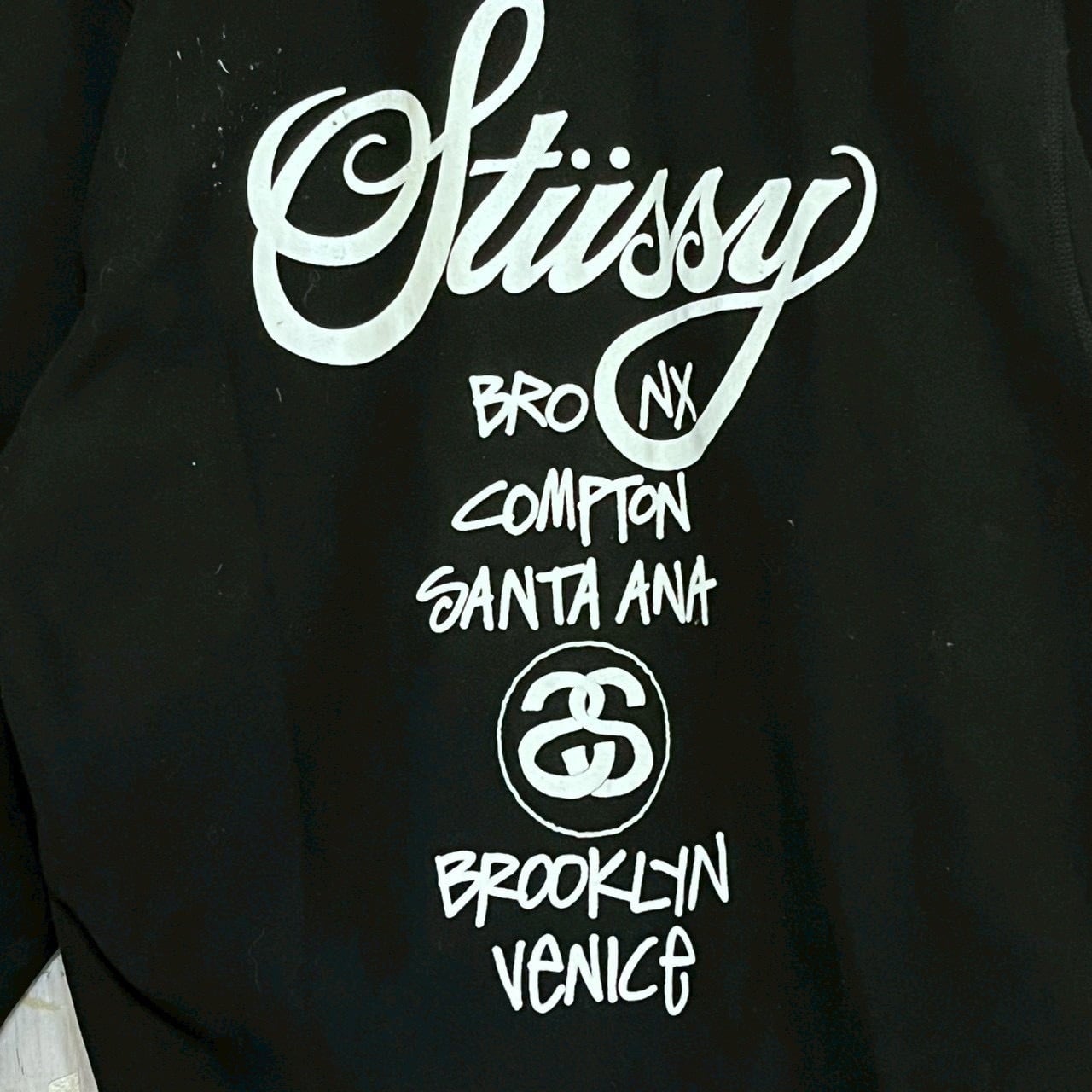 stussy ステューシー ジップパーカー L バックロゴ プリント ワールド