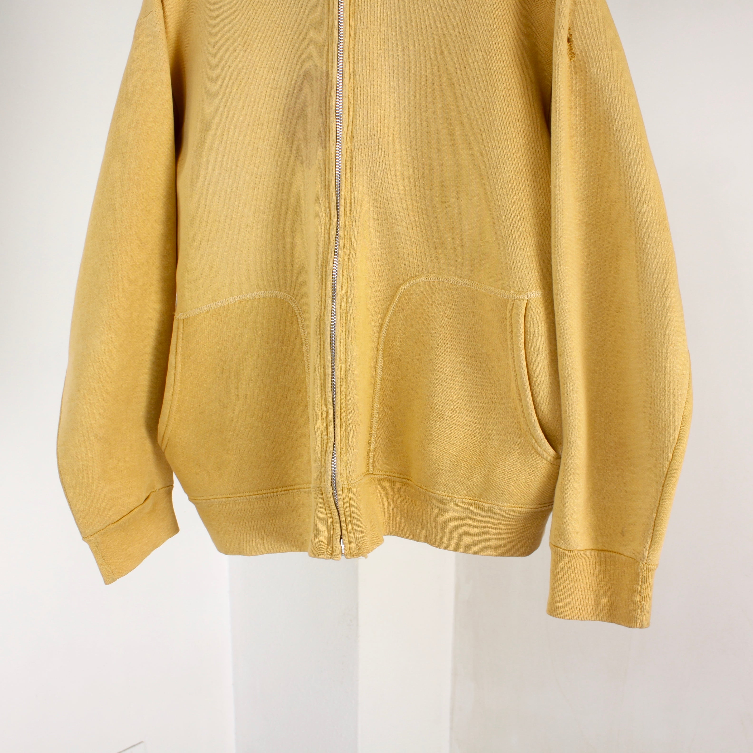 0459. 1960's zipup sweat hoodie mustard 60s 60年代 ヴィンテージスウェット フェード ジップパーカー  vintage ヴィンテージ us古着 古着