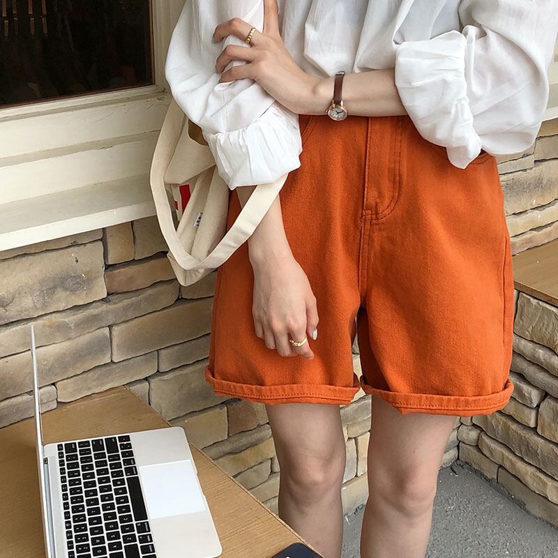 カジュアルショーツ サマースタイルルーズハイウェストブルージーンズ 夏物 ブルマー ビッグFスモールZ韓国22306934955
