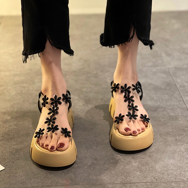 サンダルスタイルレッドFlowerデザイン ラインストーン 靴 シューズ フラワーデザイン 部族の婦人靴61531415090