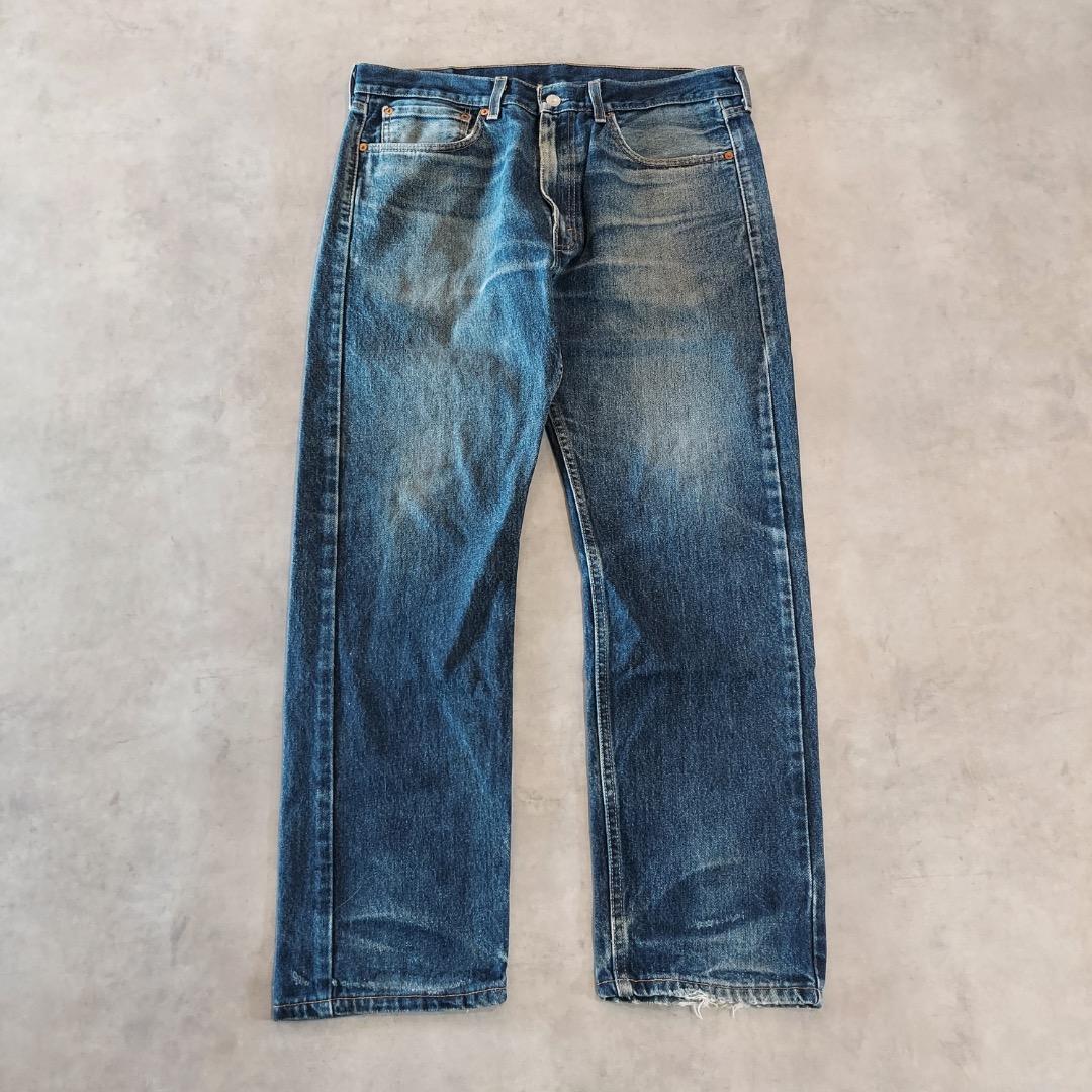 リーバイス505 Levis W35 青 古着 鬼ヒゲ ハチノス 21202