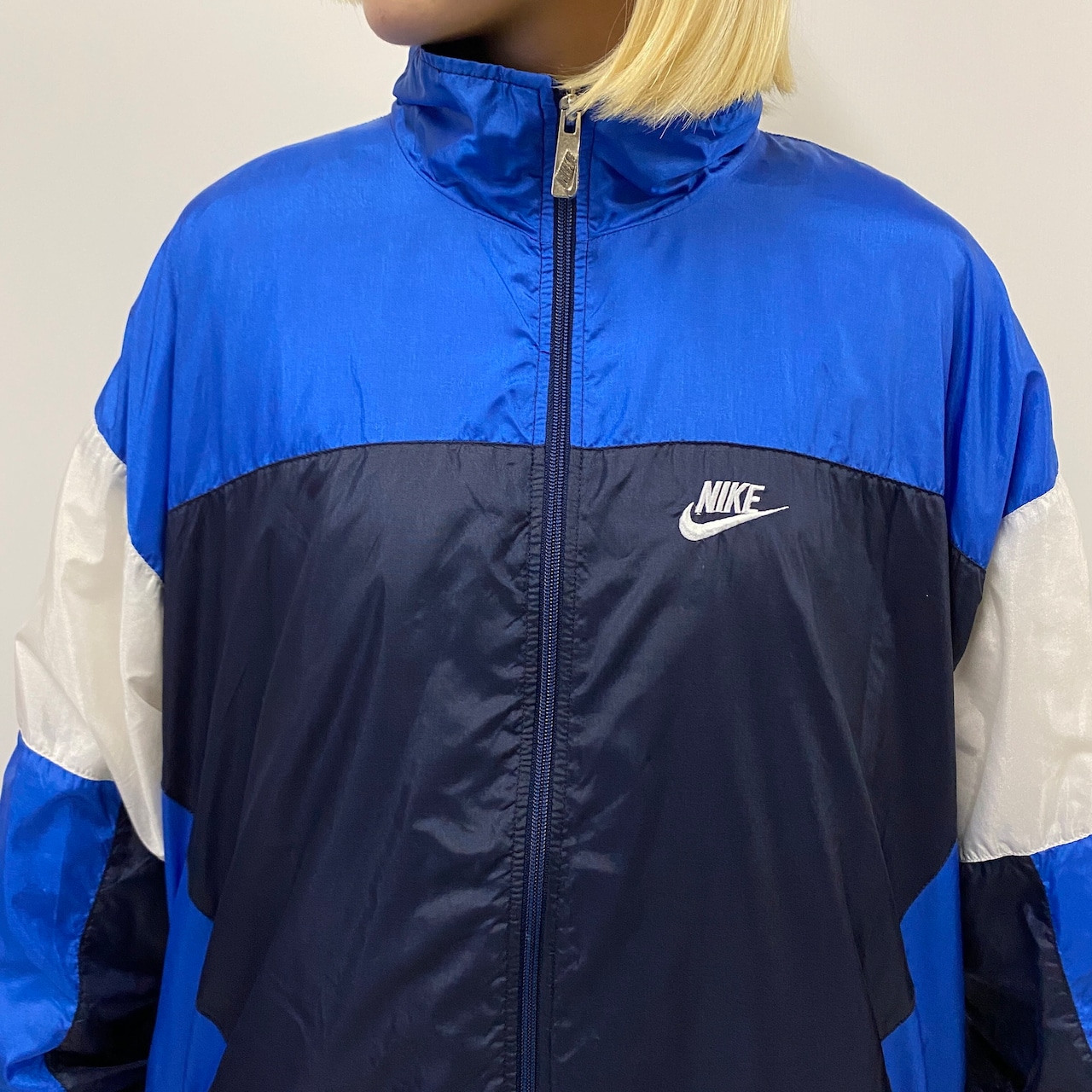 90年代 銀タグ NIKE ナイキ マルチ切り替え 袖 ロゴ刺繍 ナイロン 