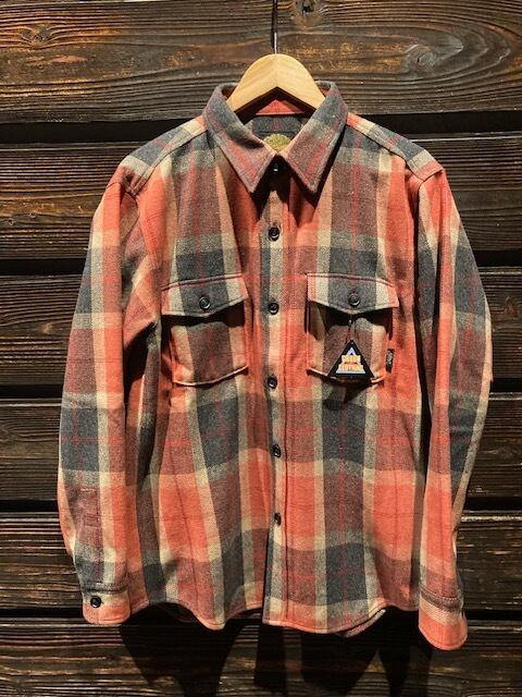 Green Clothing Wool Flannel Shirts Warm Check(wool50%) Mサイズ
