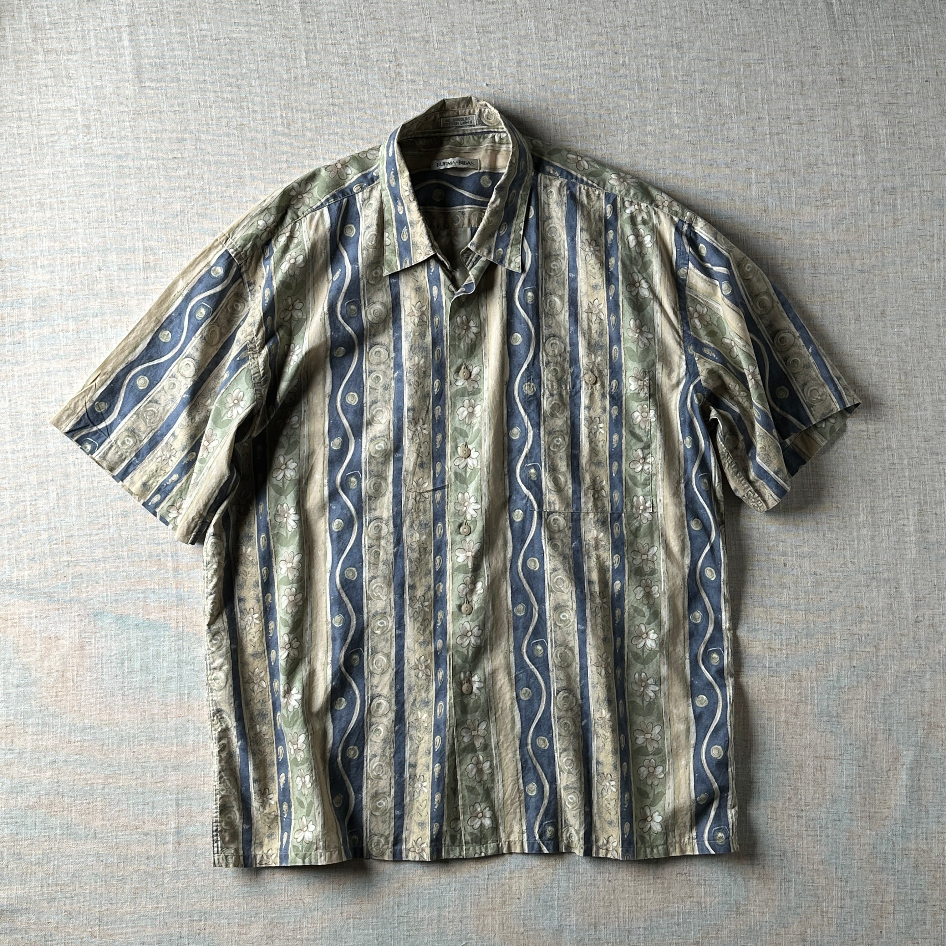 90s BURMA-BIBAS Pattern Cotton Shirt / Unisex XL