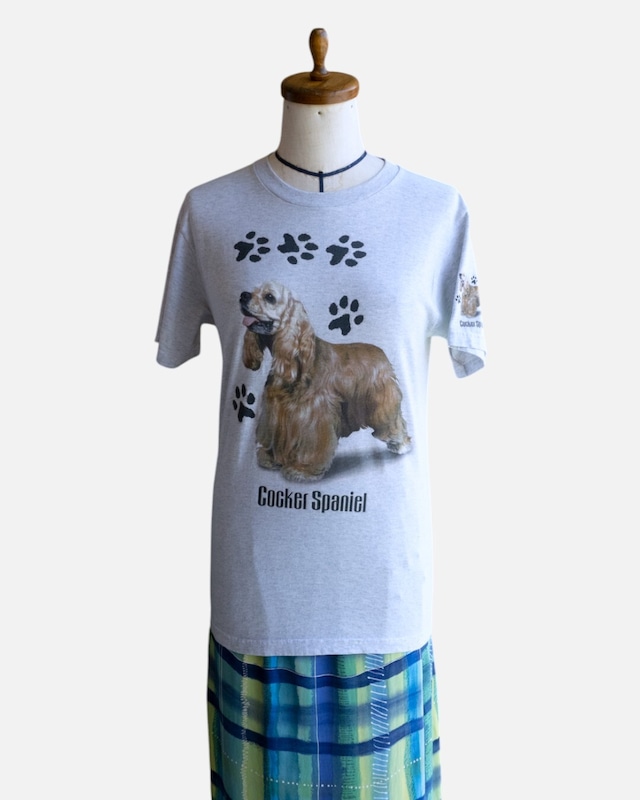 【古着】コッカースパニエル　グレーT