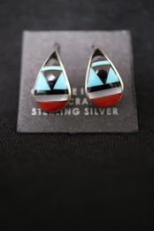 ズニ族　インレイしずくピアス