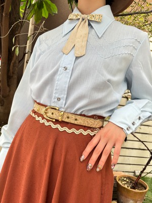 70's blue western blouse