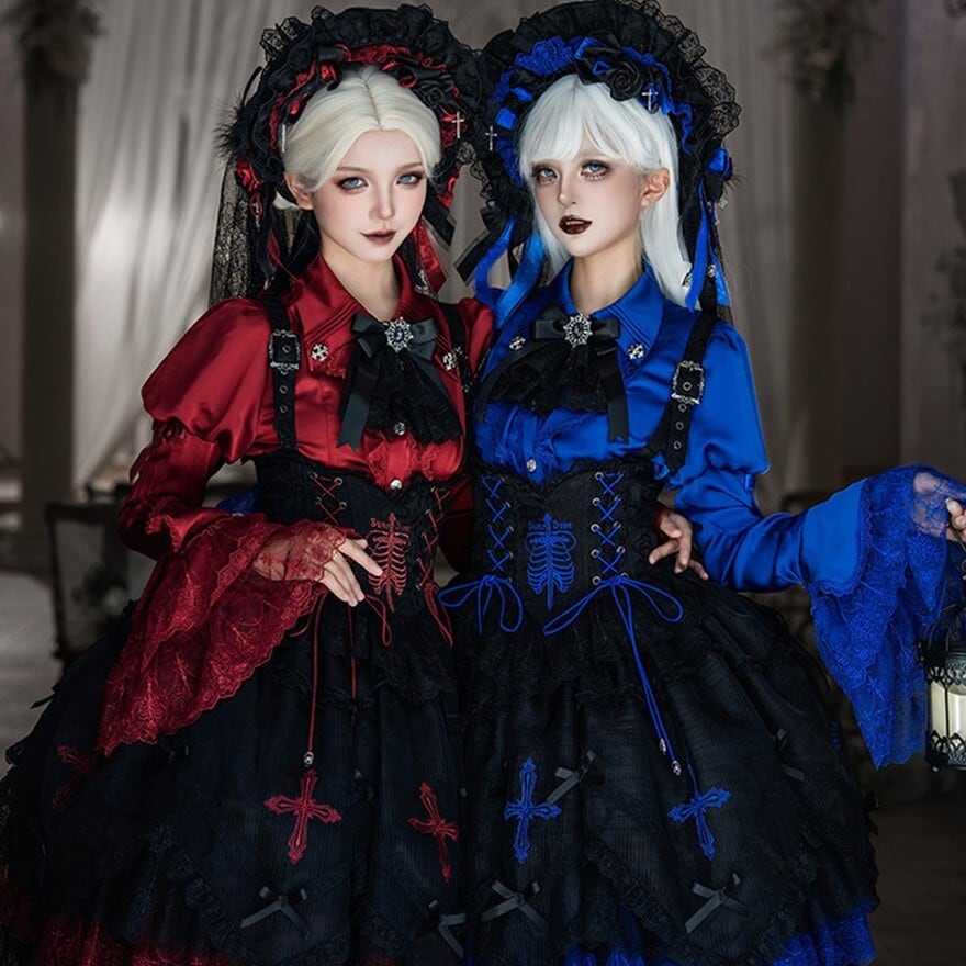 ゴスロリ セットアップ 姫袖ブラウス×ジャンパースカート 双子｜WithU
