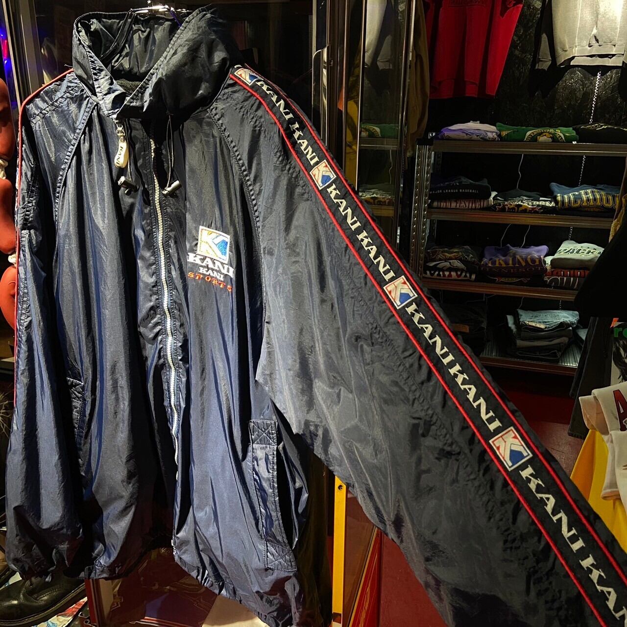 KARL KANI SPORT ナイロンジャケット ネイビー ドローコード カール