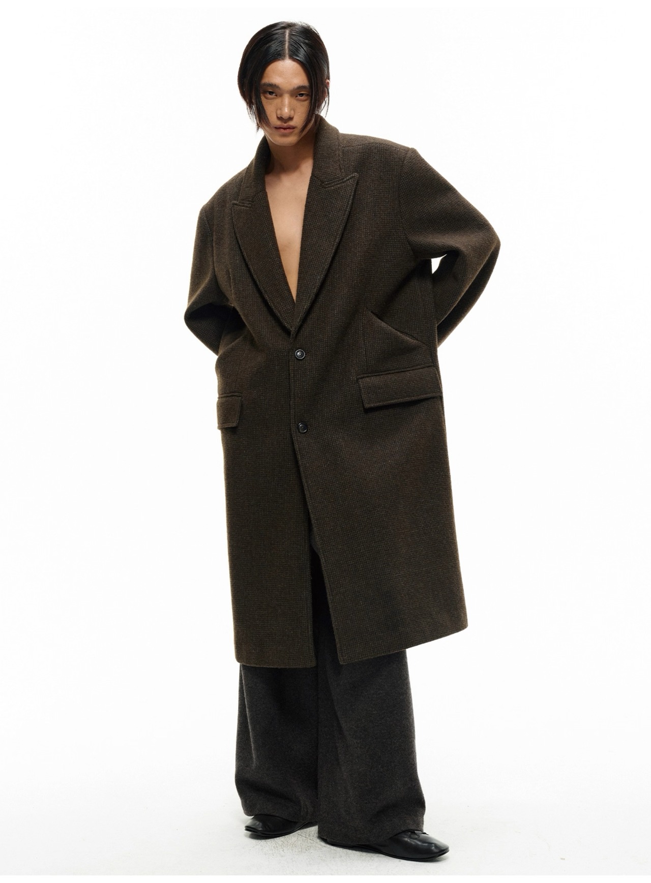 JCAESAR STUDIO Houndstooth Peaked Lapel Coat