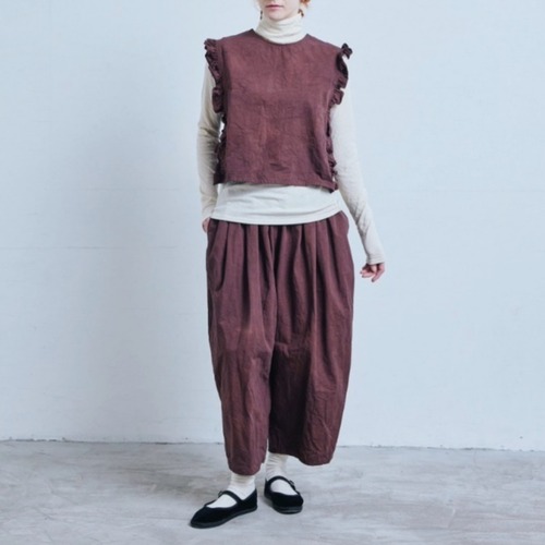 ROBE de PEAU(ローブデポー) CAMILLE TUCK PANTS オーガニックコットン タックパンツ