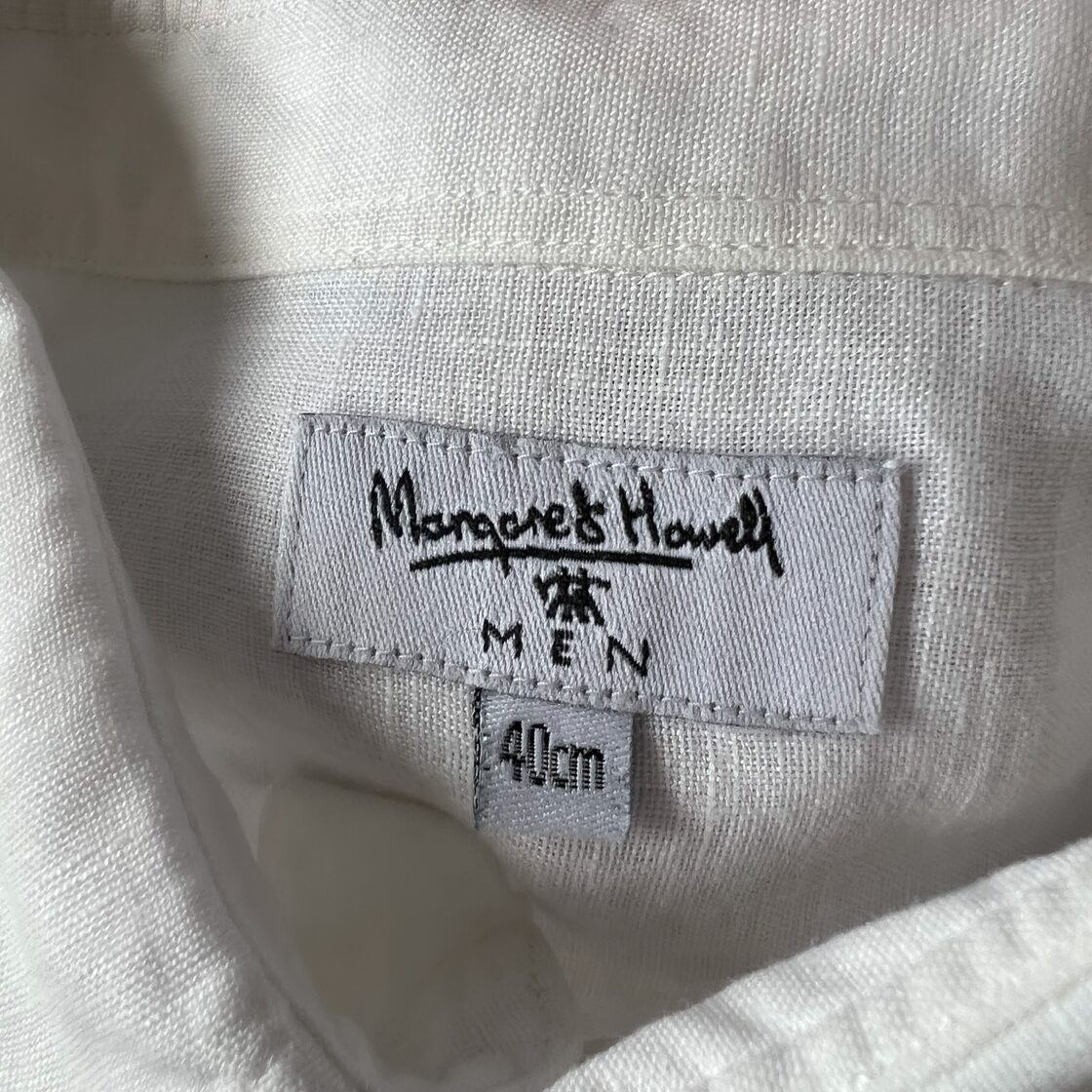 00s “MARGARET HOWELL” 旧タグ white linen shirt マーガレット