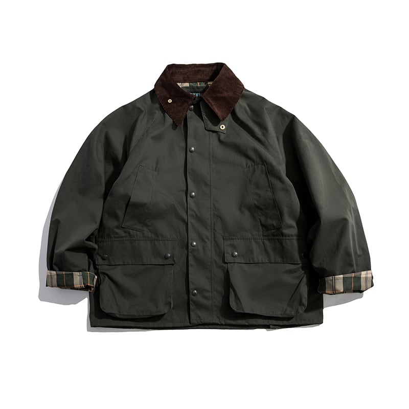 襟コーデュロイ切替トレンチコート