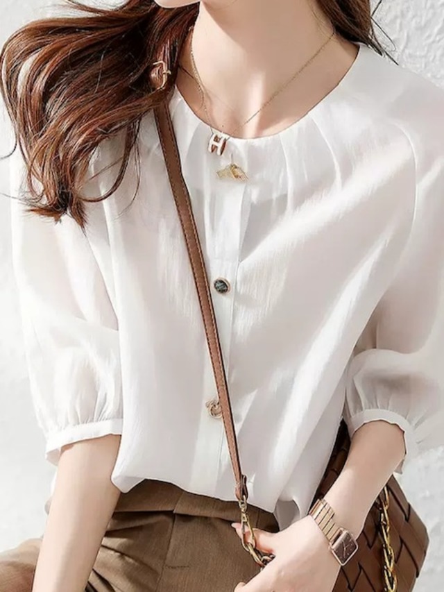 white shirt transparent 3 button design L032
