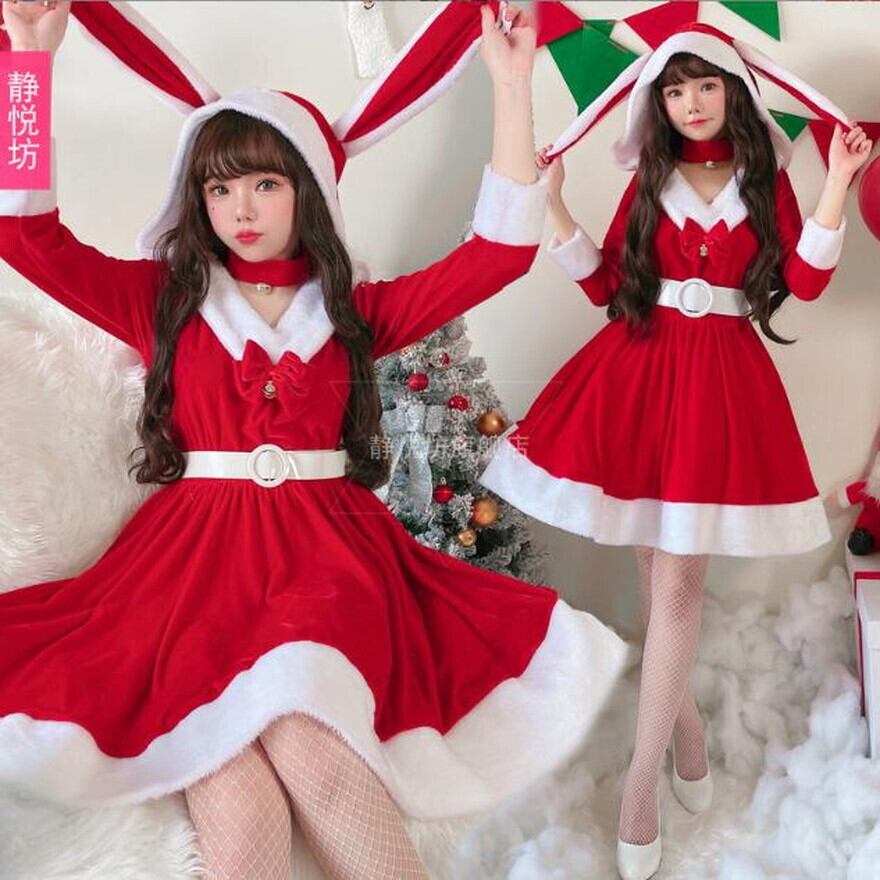 SEASONZ コスプレ クリスマス サンタクロース 衣装 4点セット イベント パーティ ガーリー メイドカフェ コンカフェ 舞台衣装
