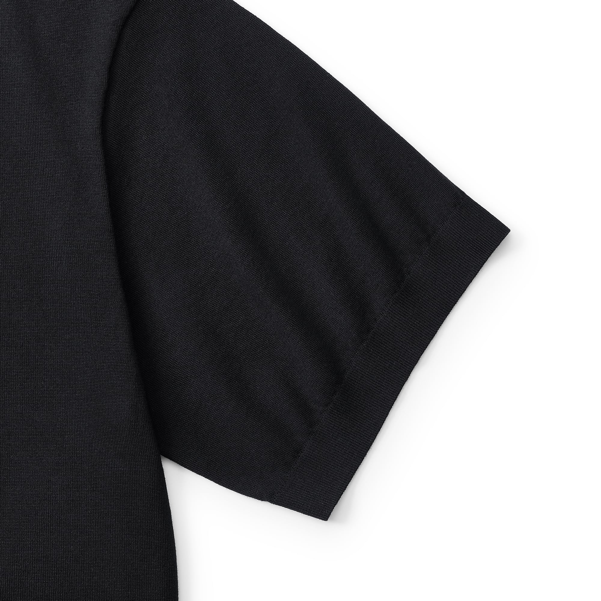 everyone cotton silk high-gauge knit short sleeve tee shirt (BLACK