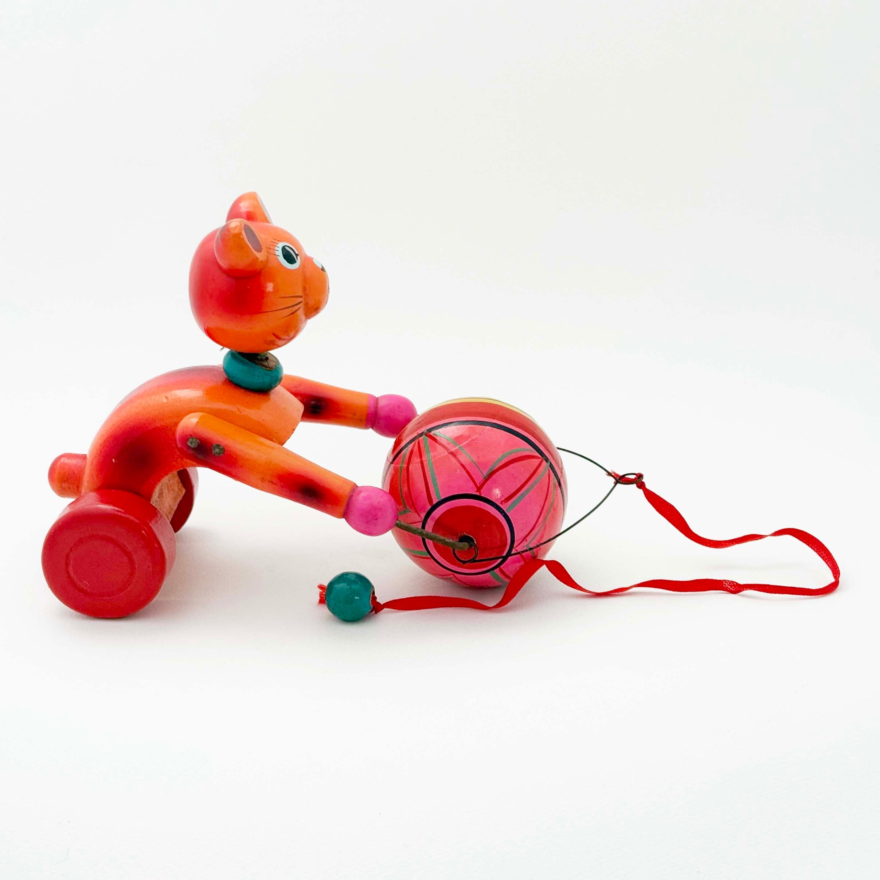 戦前 猫の玉転がし玩具