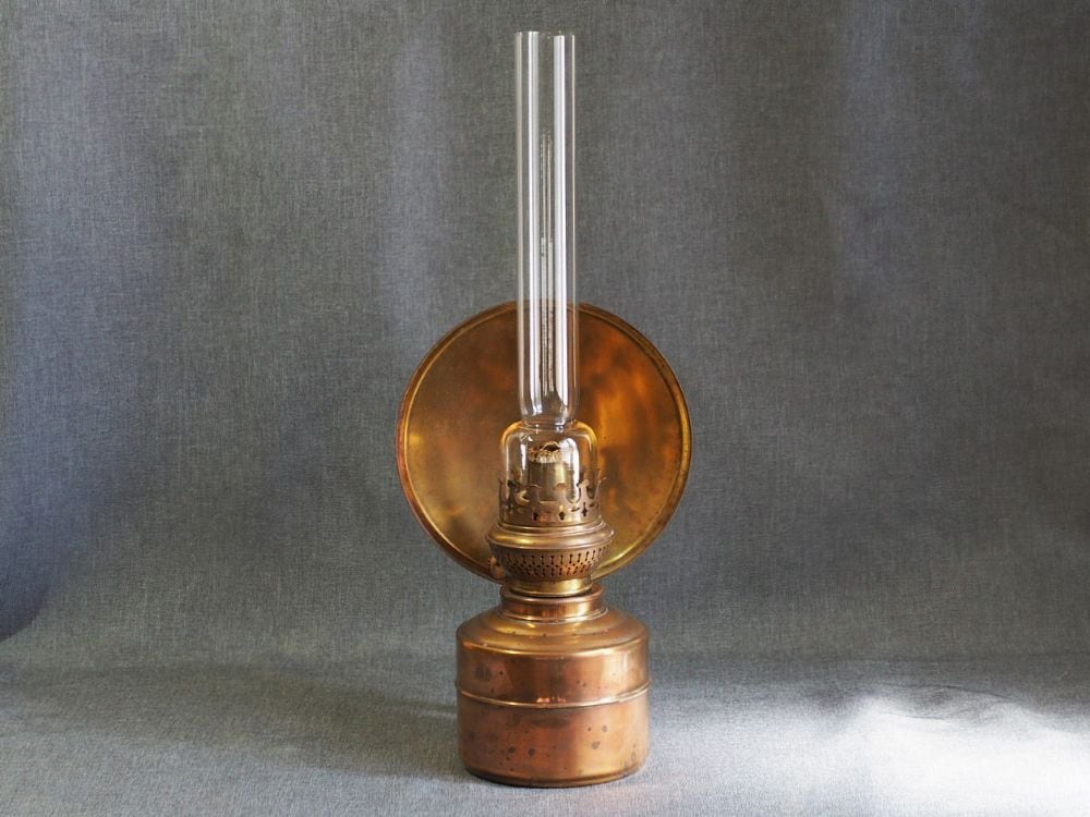 Kosmos Brenner 真鍮製オイルランプ 反射板付き フランスブロカント